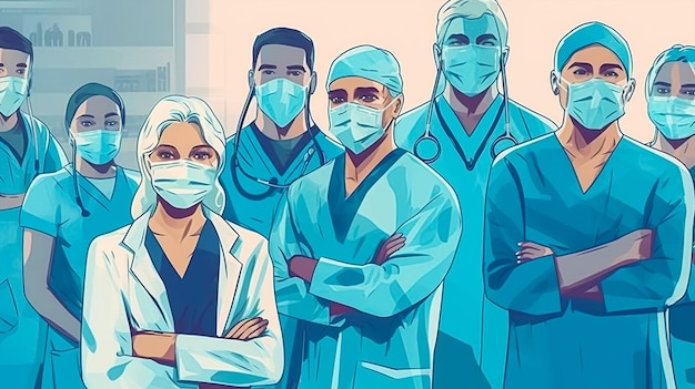 Un gruppo di medici in una stanza d'ospedale