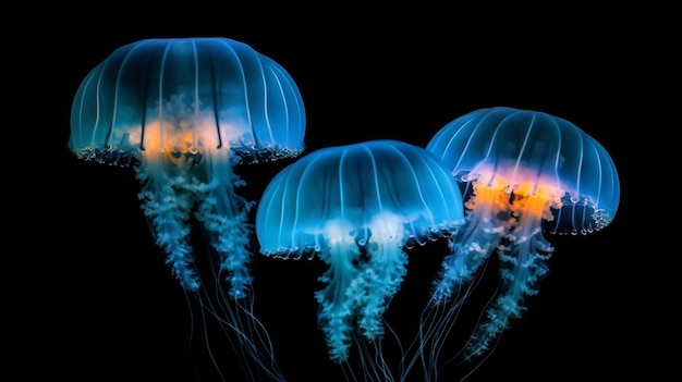 Un gruppo di meduse nel buio