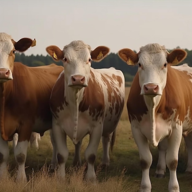 Un gruppo di mucche è in piedi in un campo con il numero 1 sulla targhetta.