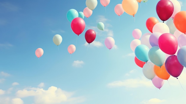 Un gruppo di palloncini che fluttuano nell'aria nel cielo