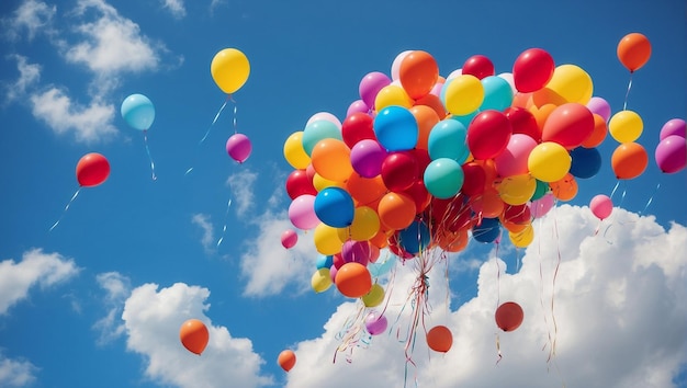 Un gruppo di palloncini che galleggia nell'aria