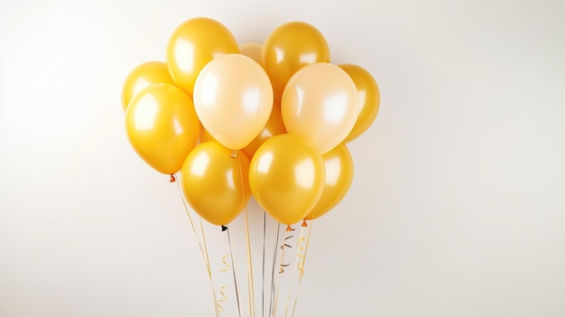 Un gruppo di palloncini gialli su uno sfondo bianco