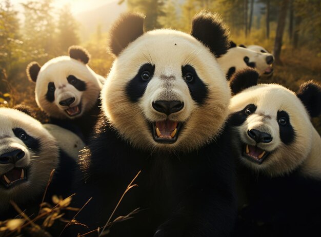 Un gruppo di panda