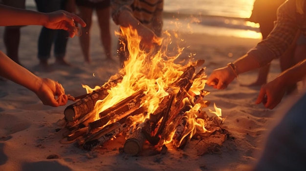 un gruppo di persone attorno a un fuoco