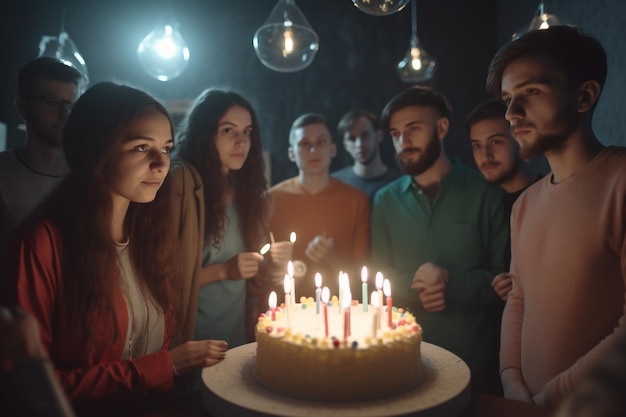 Un gruppo di persone che festeggiano un compleanno con le candele sul tavolo