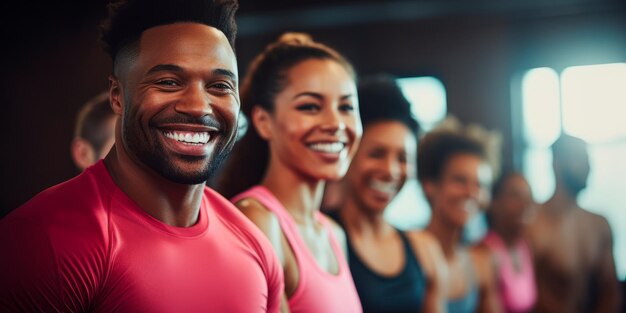 un gruppo di persone che partecipa a una lezione di esercizio di gruppo in palestra