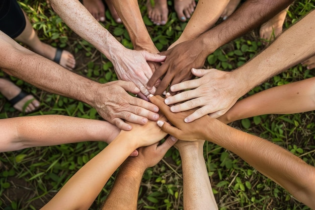 Un gruppo di persone che si tengono per mano in cerchio