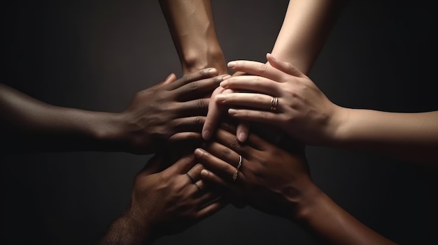Un gruppo di persone che si tengono per mano una delle quali è nera e l'altra è nera