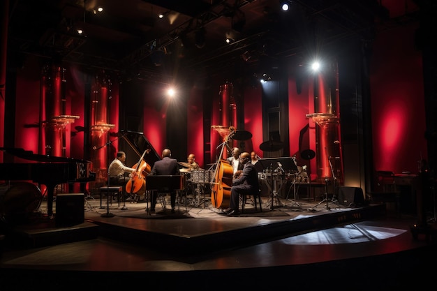 Un gruppo di persone che suonano strumenti su un palco