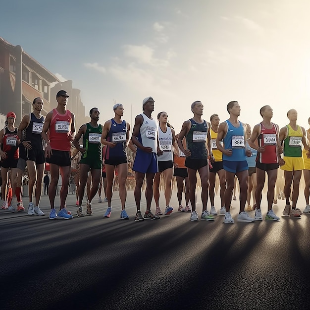 un gruppo di persone con il numero di bib sulle loro camicie