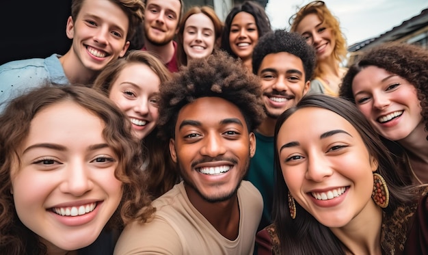 un gruppo di persone con una telecamera e un uomo con un gruppo di loro sorridendo