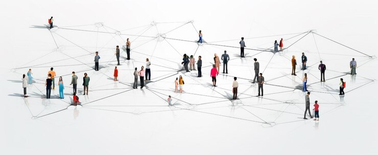 un gruppo di persone in piedi di fronte a un grande gruppo di persone