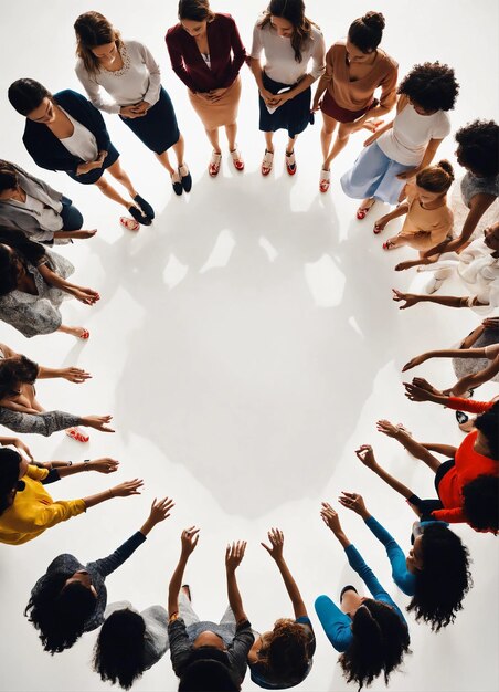 un gruppo di persone in un cerchio con la parola in fondo