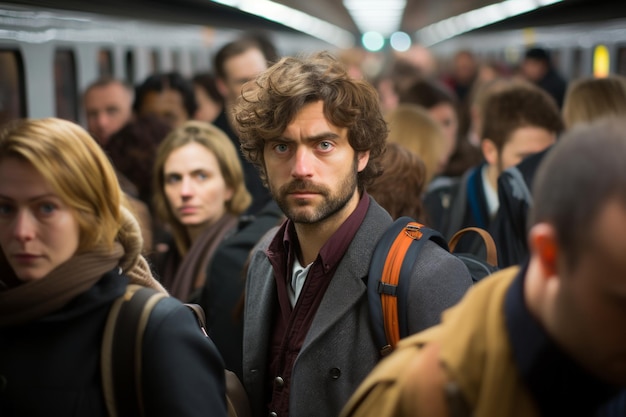 un gruppo di persone in una metropolitana