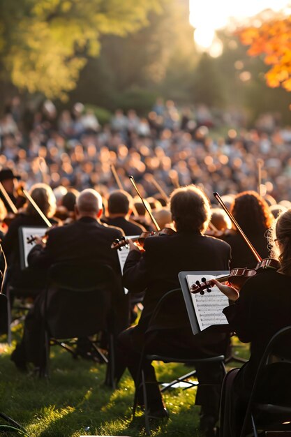 un gruppo di persone sedute in sedie che suonano il violino