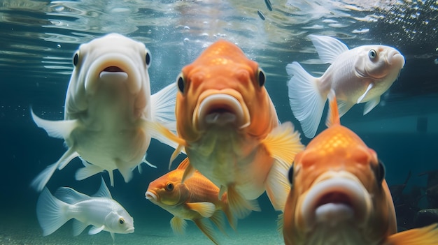 Un gruppo di pesci in un acquario