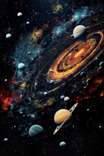 Un gruppo di pianeti nello spazio Generativo Ai