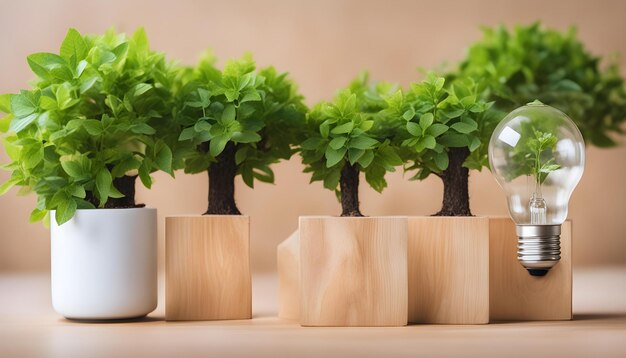 un gruppo di piccoli alberi in fila con un contenitore bianco con una pianta in esso