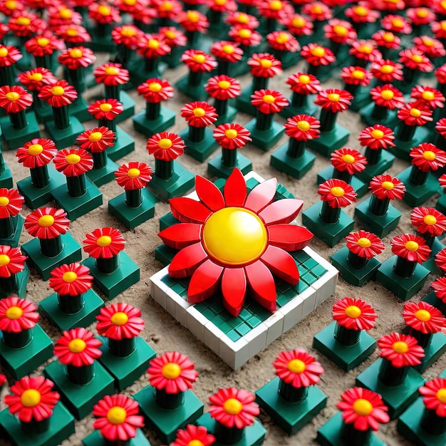 un gruppo di piccoli fiori rossi e bianchifiore rosso e giallo
