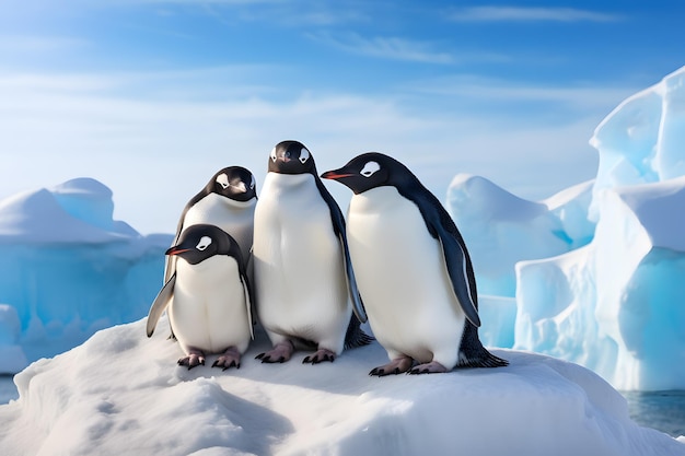 un gruppo di pinguini su un iceberg