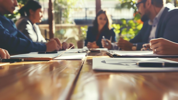 Un gruppo di professionisti d'affari sta tenendo una riunione in un moderno ufficio.