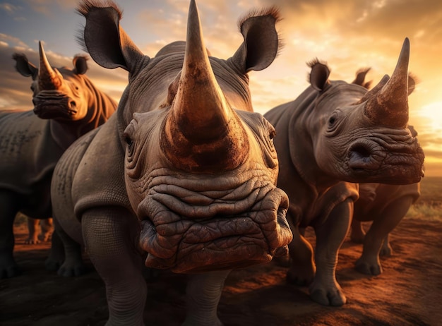 Un gruppo di rinoceronti