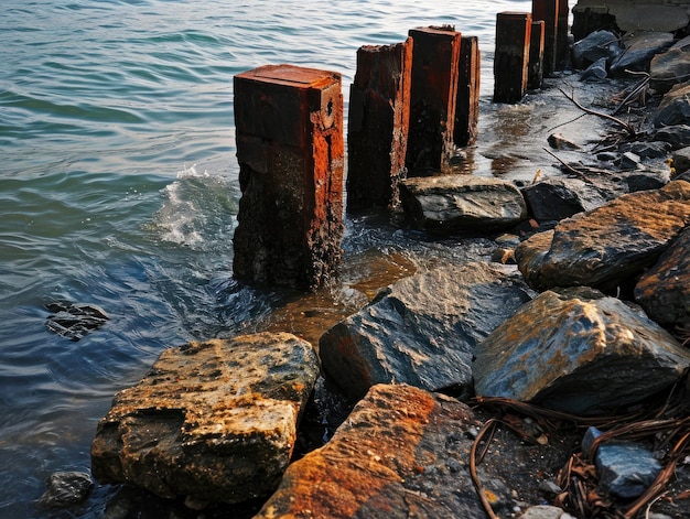 Un gruppo di rocce in acqua