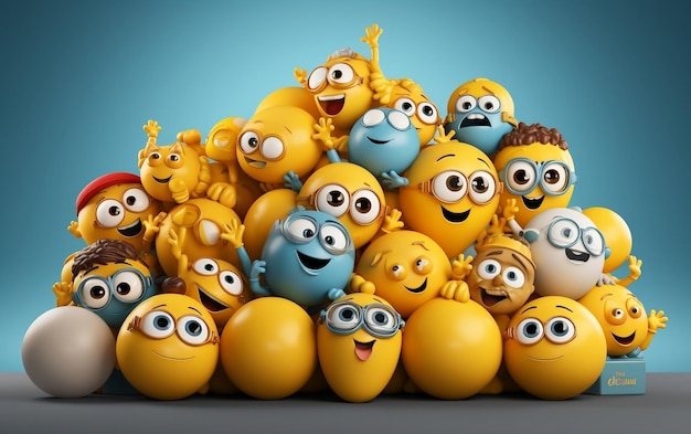 Un gruppo di smiley gialli con la bocca aperta AI generativa