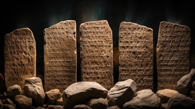 un gruppo di tavolette di pietra con la scrittura su di esse