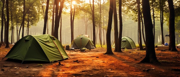 un gruppo di tende è stato allestito nel bosco