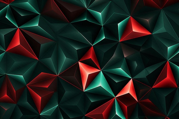 un gruppo di triangoli rossi e verdi su uno sfondo nero
