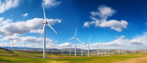 un gruppo di turbine eoliche in un campo