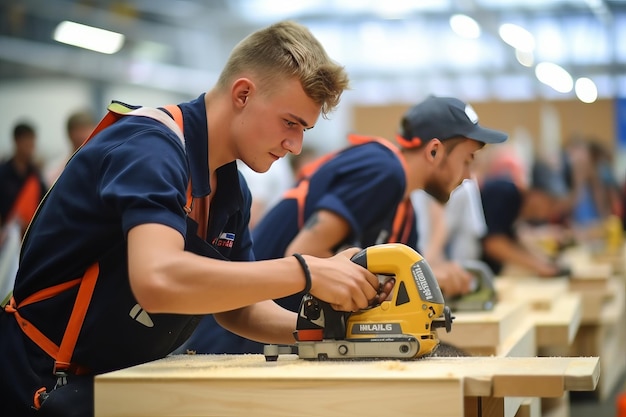 Un gruppo di uomini sta lavorando a un progetto di falegnameria