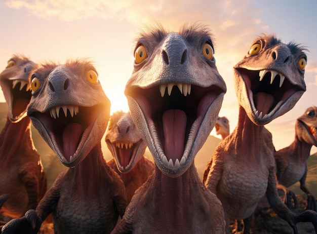 Un gruppo di velociraptor