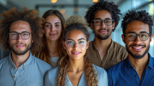 Un gruppo diversificato di giovani sorridenti insieme