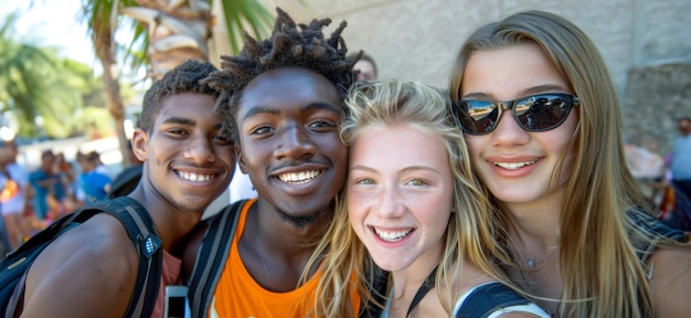 Un gruppo diversificato di studenti felici.