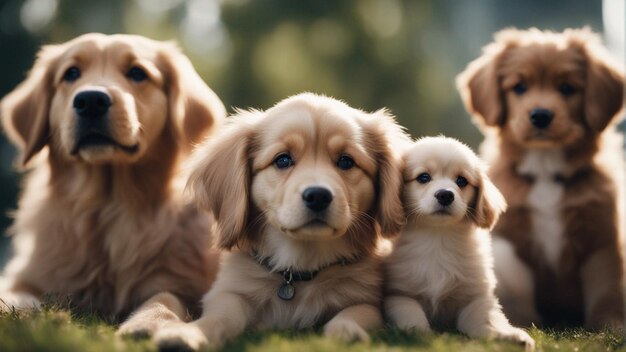 Un gruppo iper realistico di adorabili cani