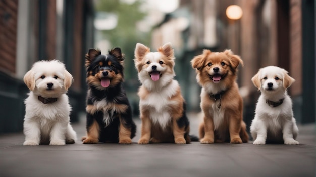 Un gruppo iper realistico di adorabili cani