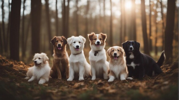 Un gruppo iper realistico di adorabili cani