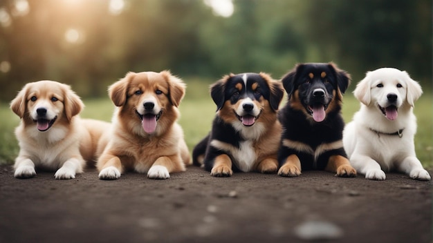 Un gruppo iper realistico di adorabili cani