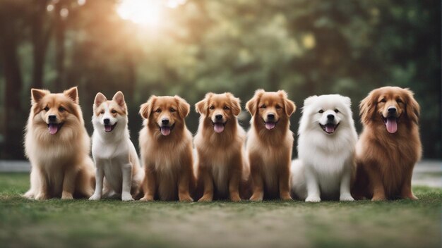 Un gruppo iper realistico di adorabili cani