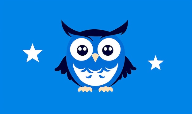 un gufo blu con stelle bianche