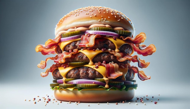 Un gustoso hamburger con pancetta Fast food