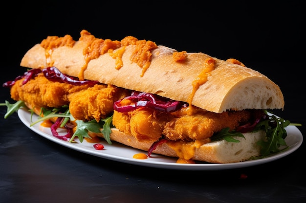 Un gustoso panino di pakora in un panino con i semi