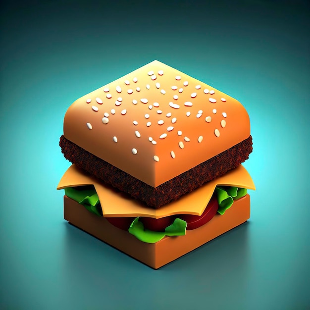 Un hamburger a forma di cubo 3d