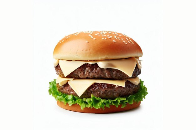 Un hamburger con sopra formaggio e lattuga