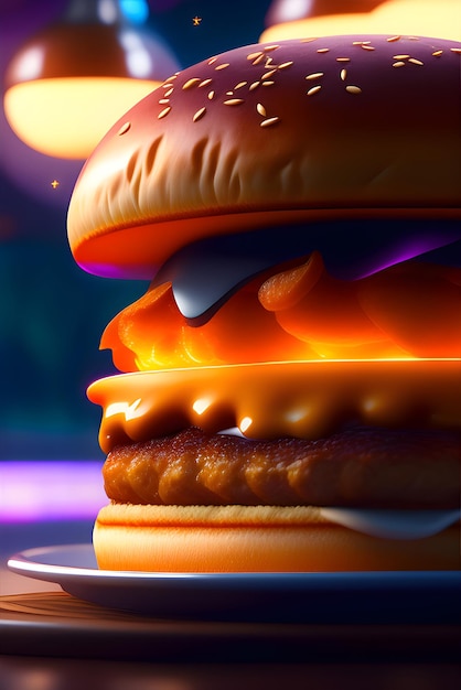 Un hamburger con sopra la scritta "burger".