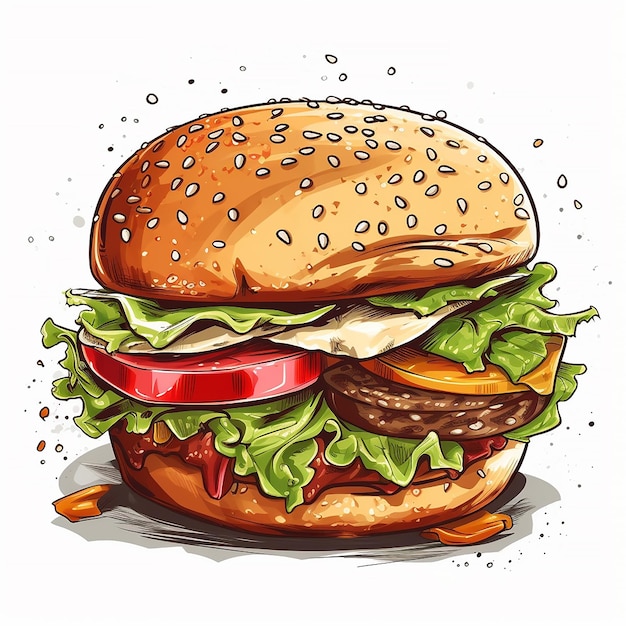 Un hamburger con sopra lattuga e pomodoro