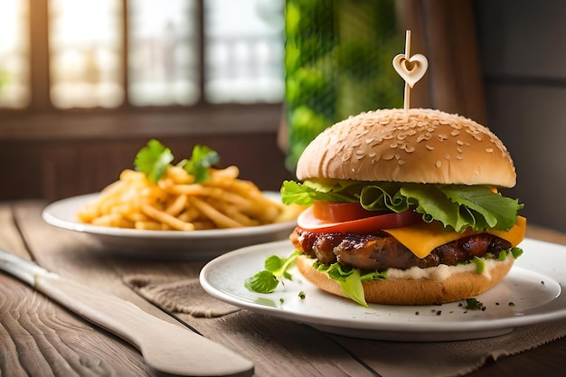 Un hamburger con sopra un cuore