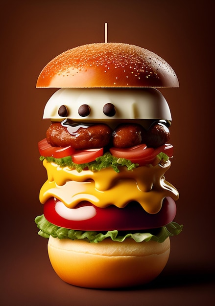 Un hamburger con sopra un hamburger
